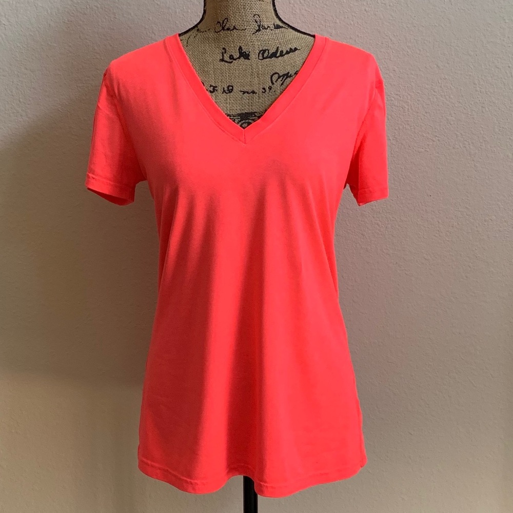 NIKE Dri-Fit Neon Orange V-Neck Active Top